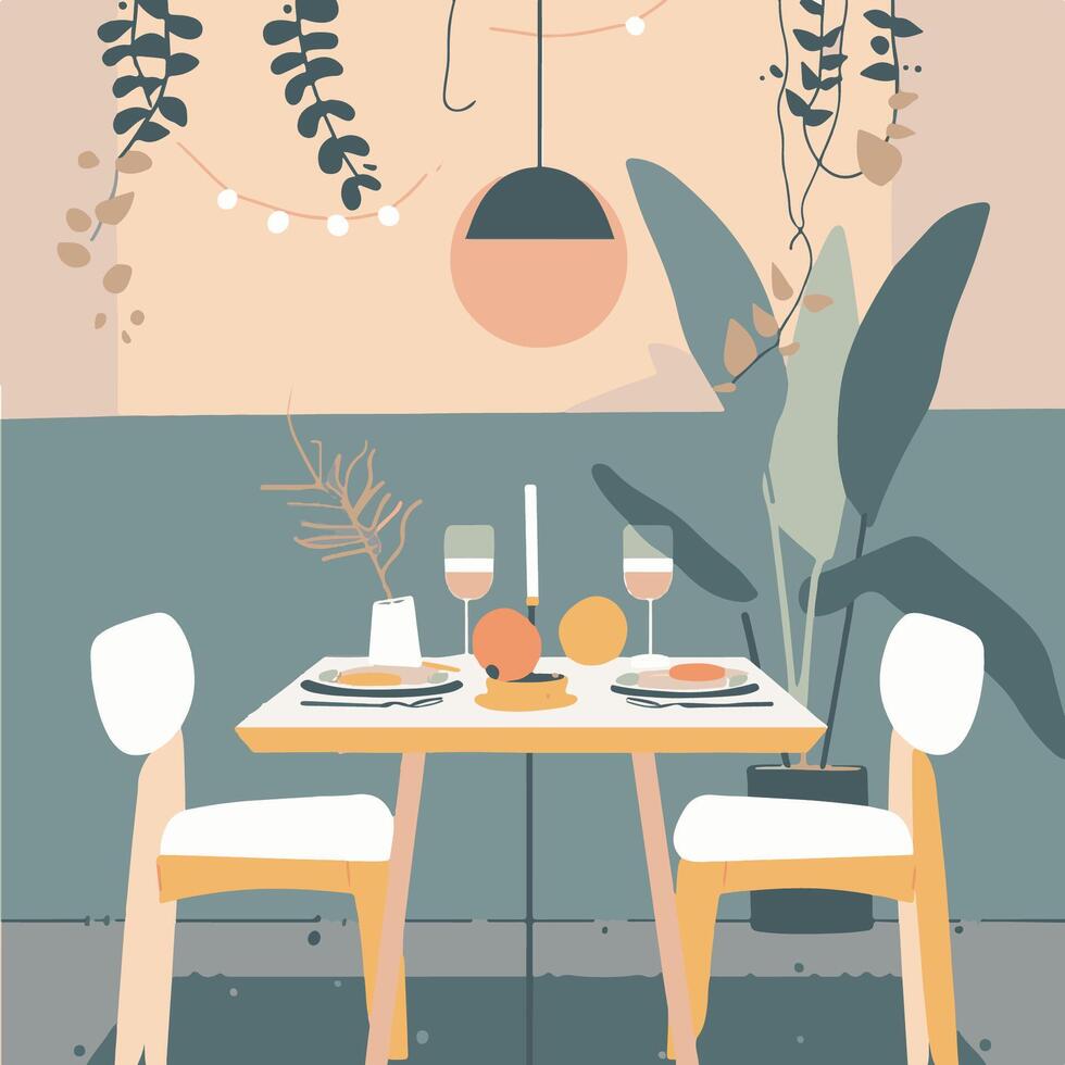 A calm and peaceful dining illustration vector