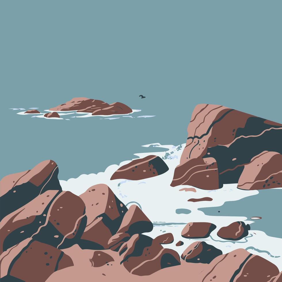 Bare rocks on a coastline vector