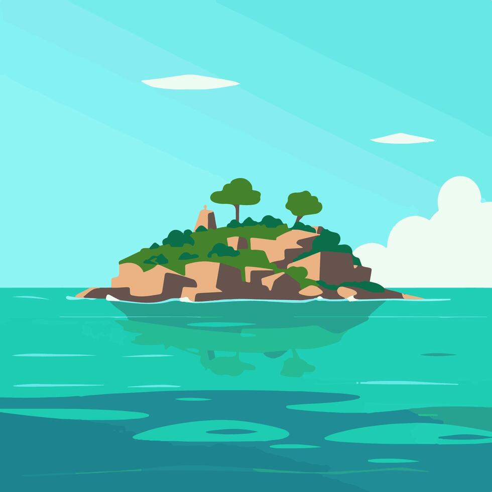 island surrounded by crystal-clear waters vector