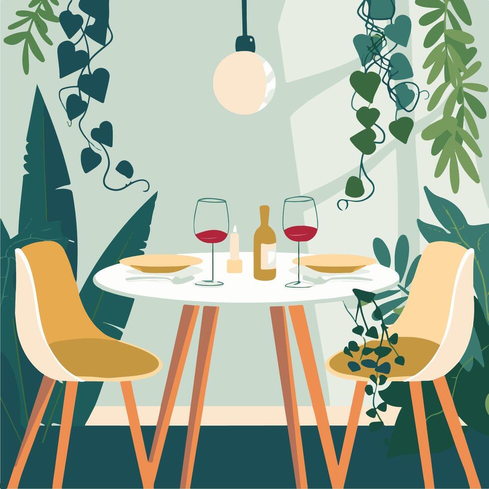 A calm and peaceful dining illustration vector