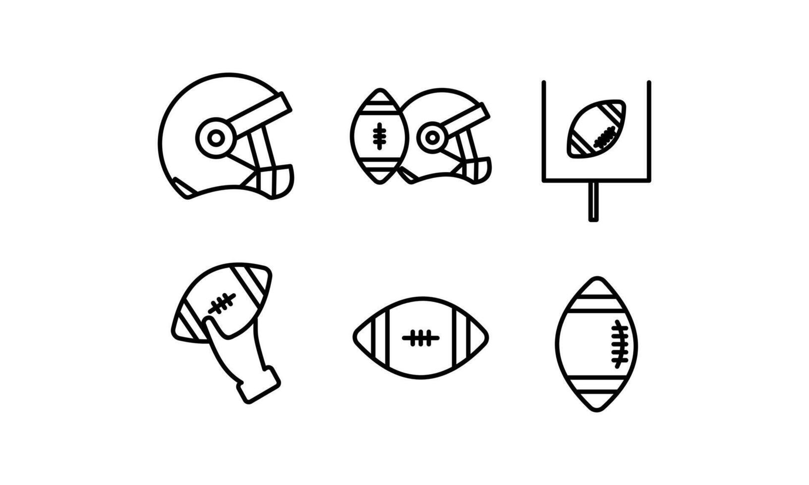 american football line icon set, isolated on white editable background. vector