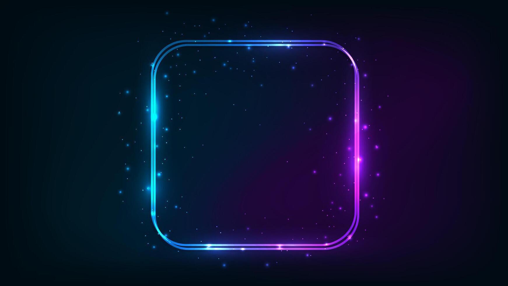 Neon double frame with shining effects vector