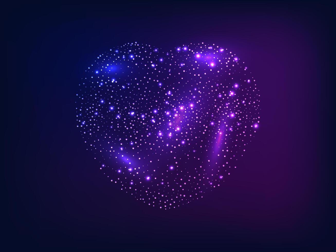 Neon heart on dark background vector