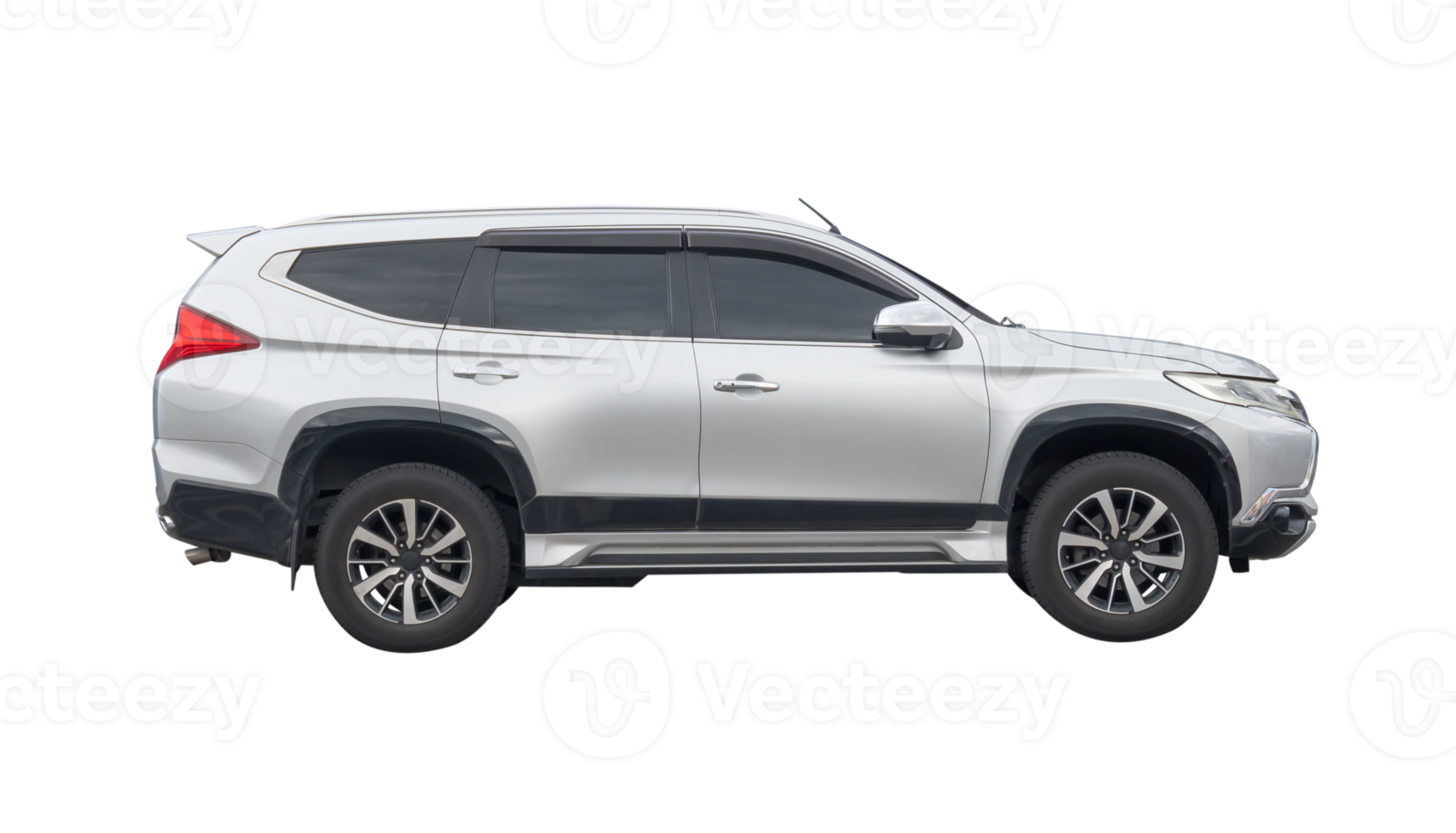 Side view of bronze SUV car isolated with clipping path in file format png