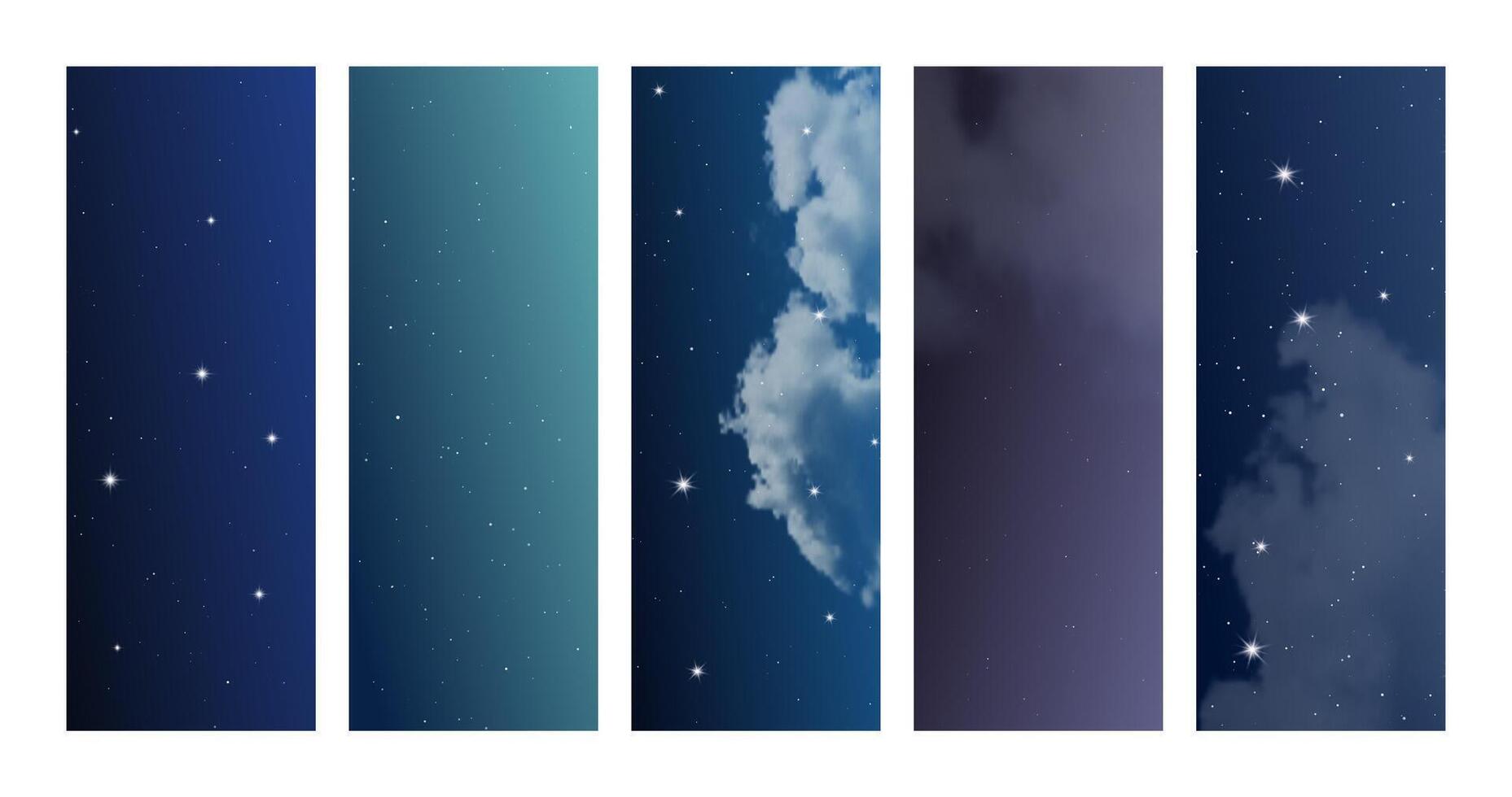 Night sky with clouds and many stars vector