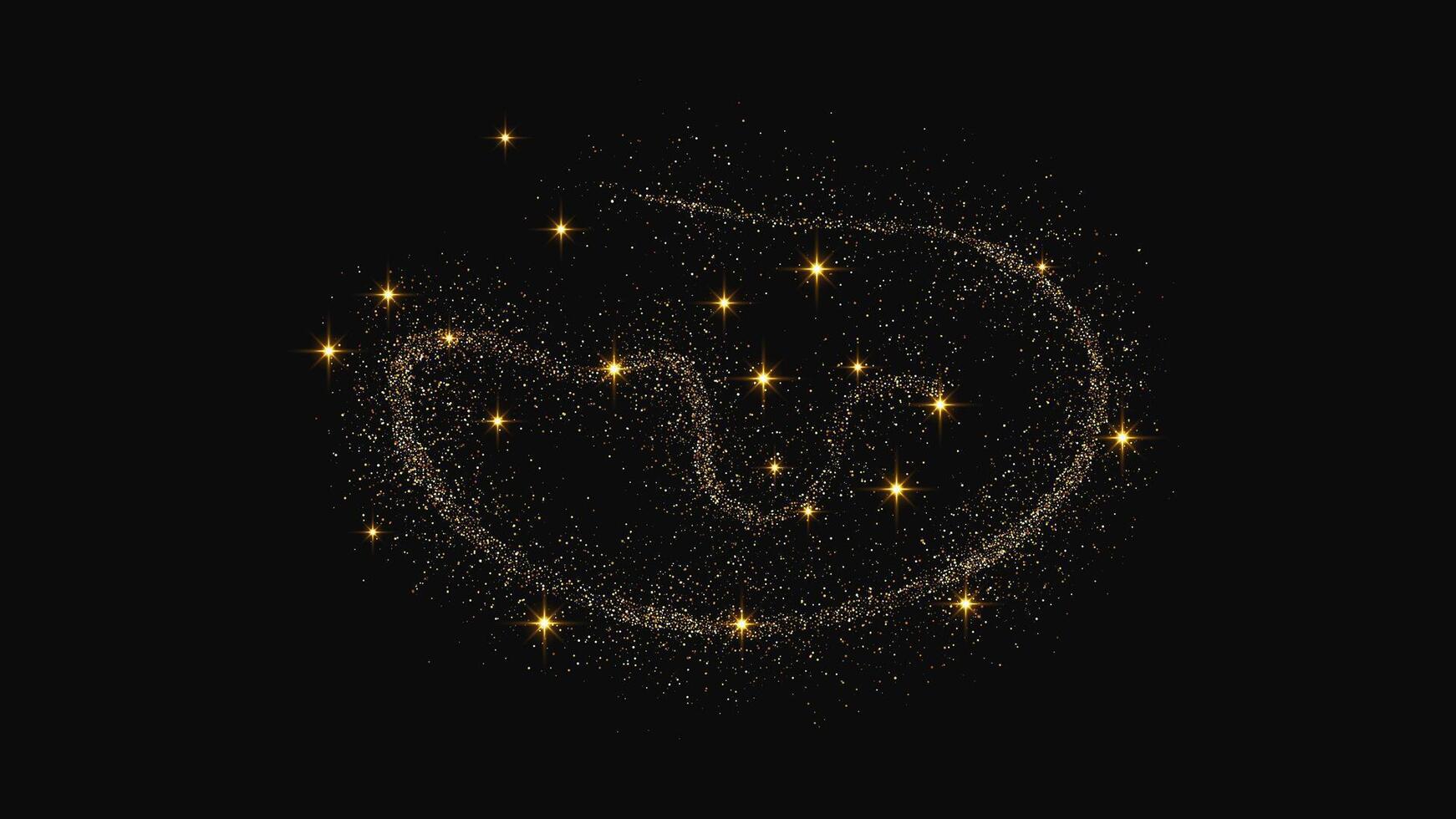 Gold glittering confetti wave and stardust vector