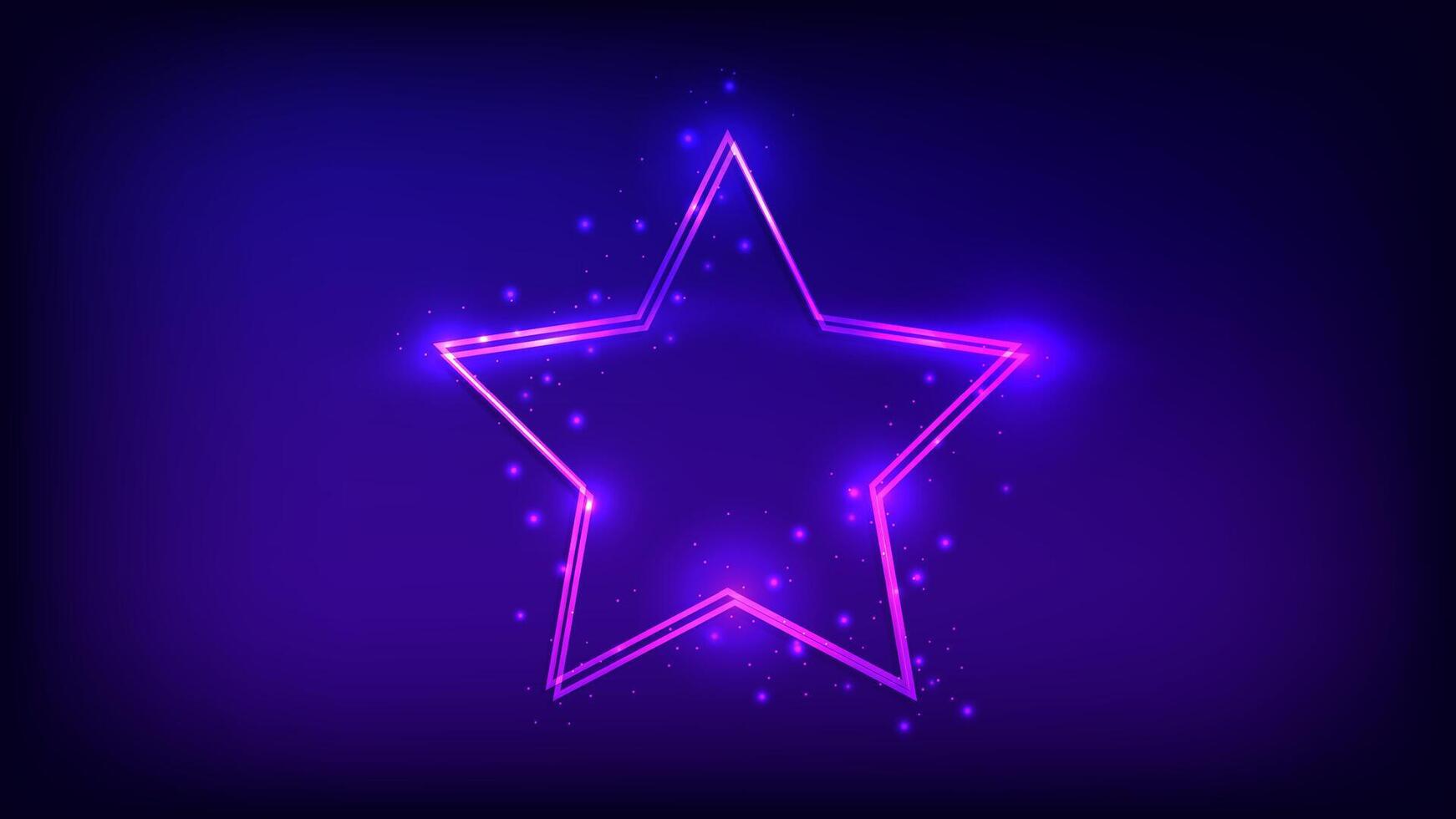 Neon double frame with shining effects vector