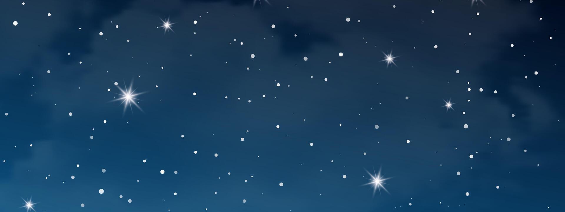 Night sky with clouds and many stars vector