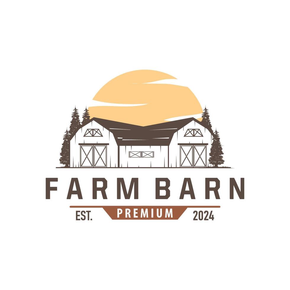Barn logo agriculture building template farmer farm vintage design simple retro style illustration vector