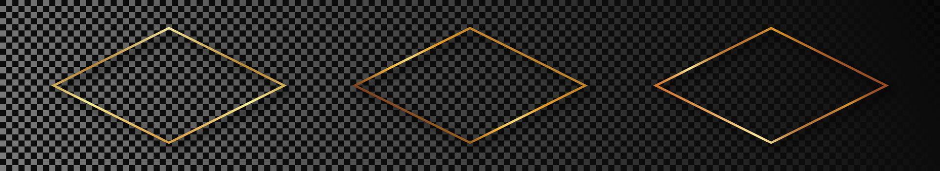 Gold glowing rhombus shape frame vector