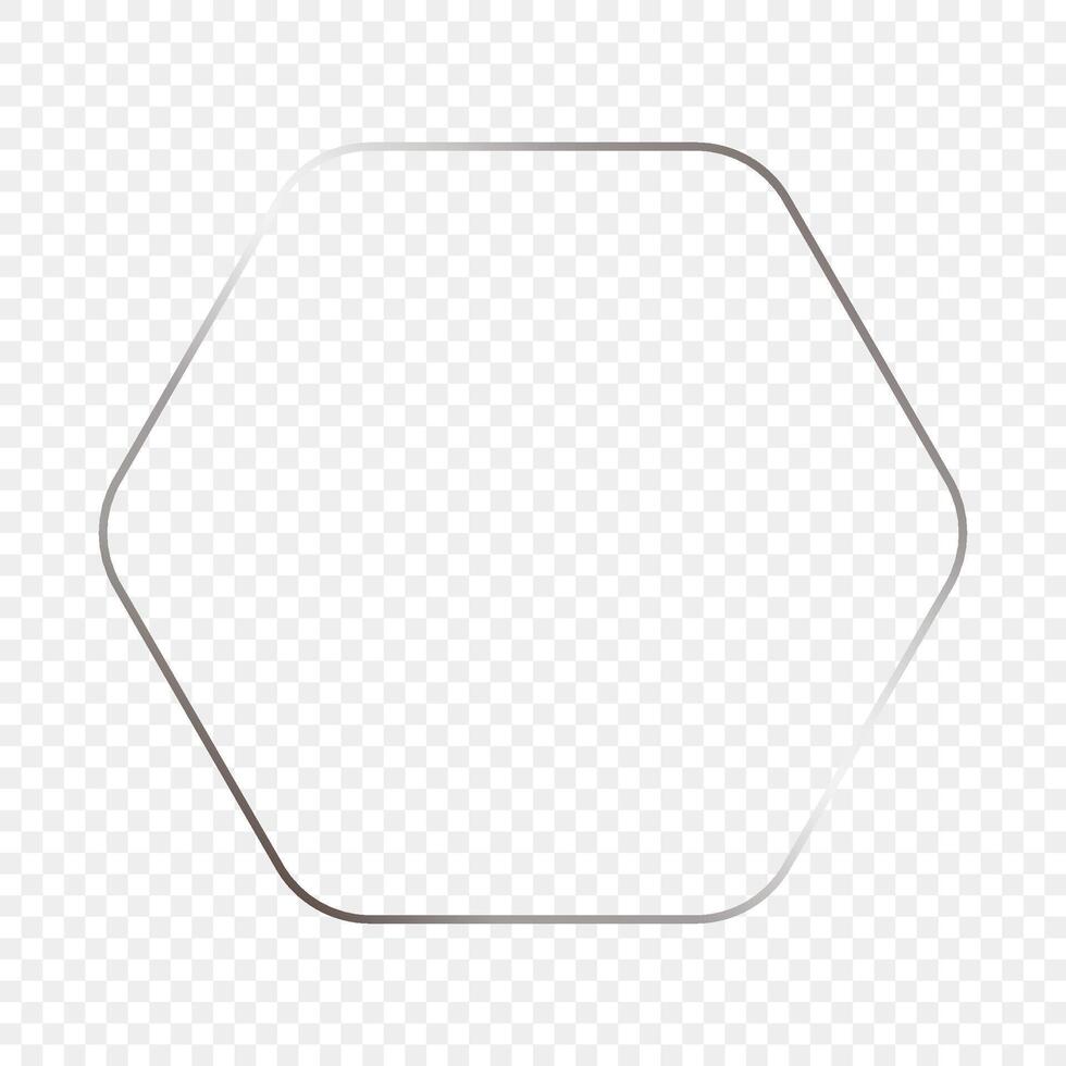 Silver glowing rounded hexagon frame vector