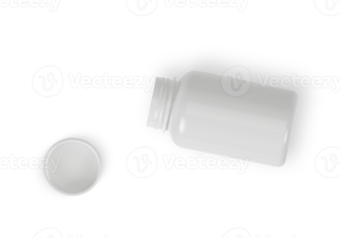 Top view. Blank plastic pill bottle, transparent background png