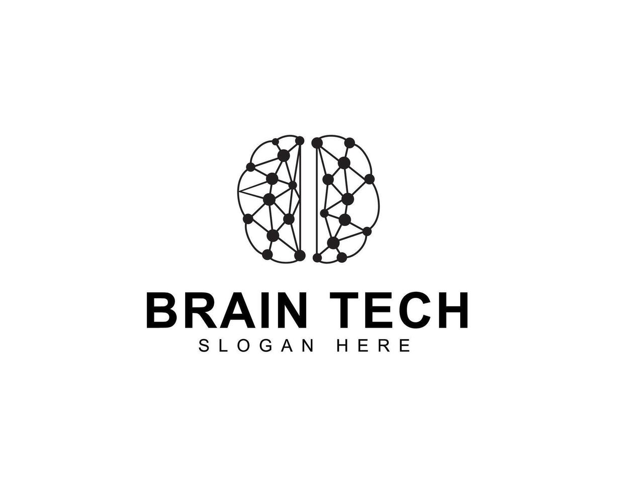 Brain tech logo icon design with creative connect dot symbol. brain connection logo element. smart technology. brain hub logo design vector