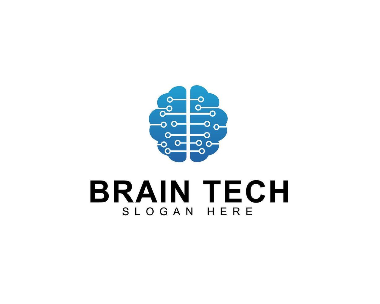 Brain tech logo icon design with creative connect dot symbol. brain connection logo element. smart technology. brain hub logo design vector