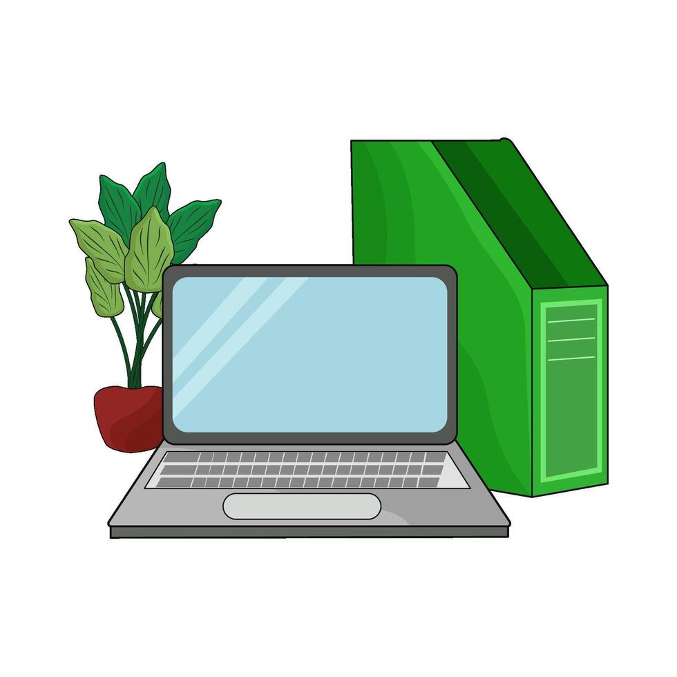 illustration of laptop and file box vector