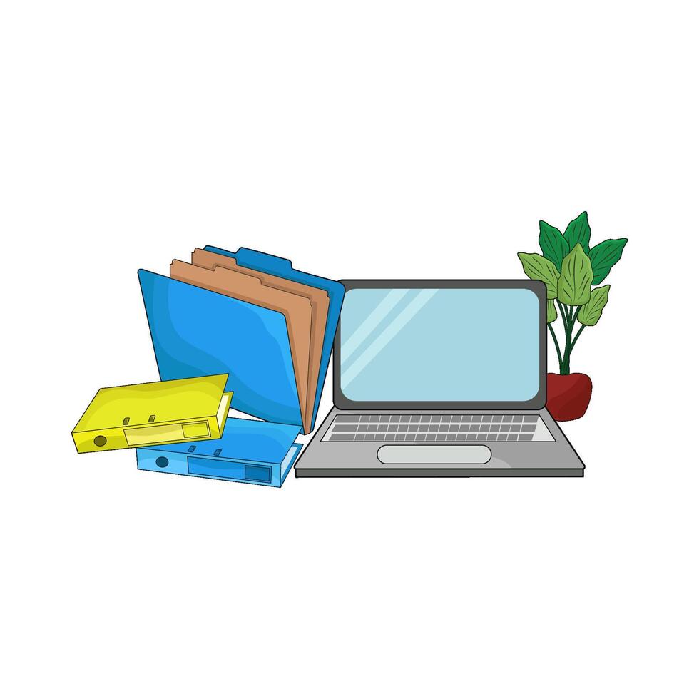 illustration of laptop and folder vector