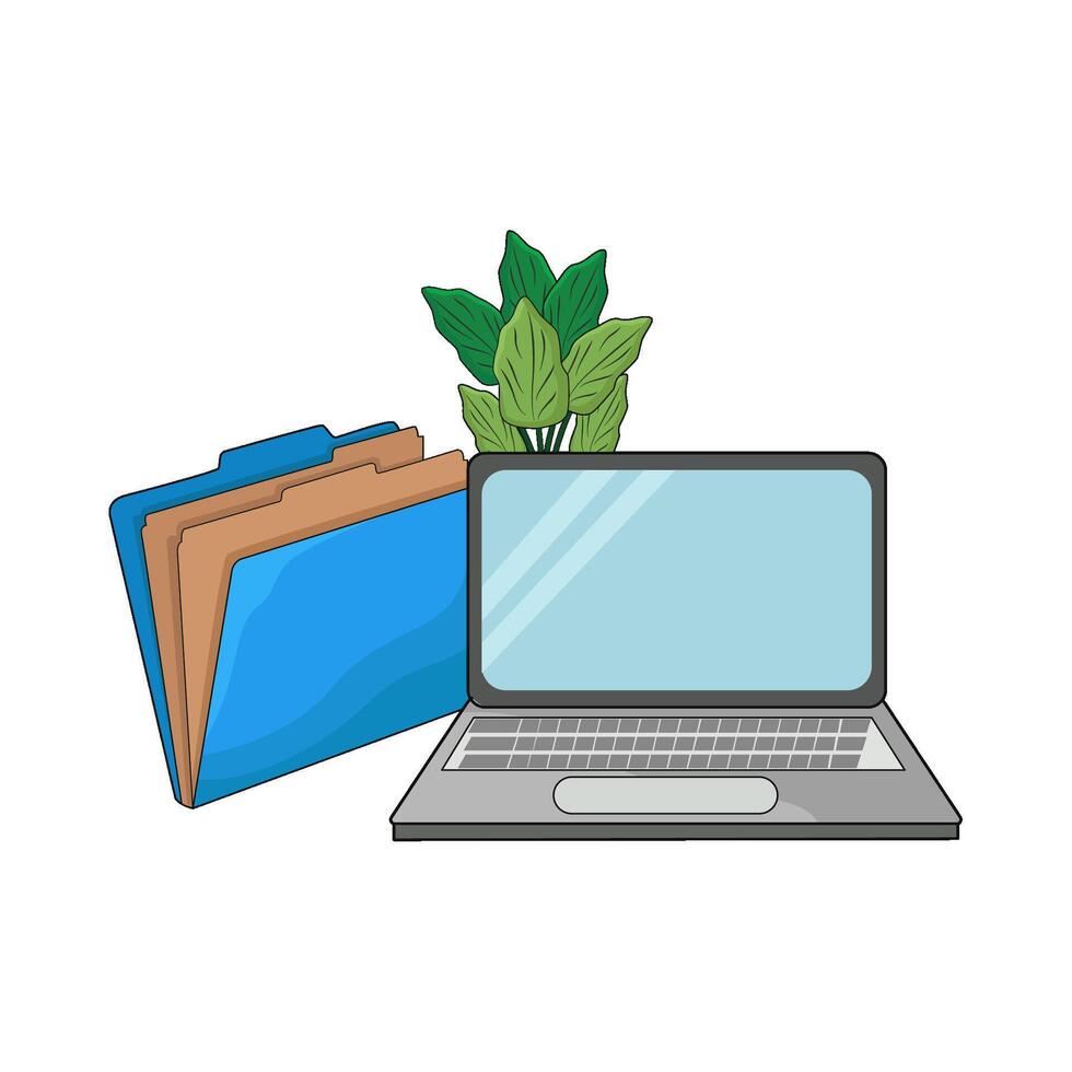 illustration of laptop and folder vector