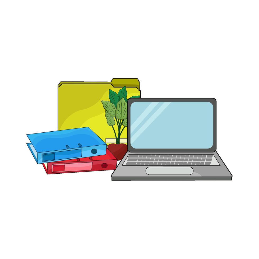 illustration of laptop and folder vector