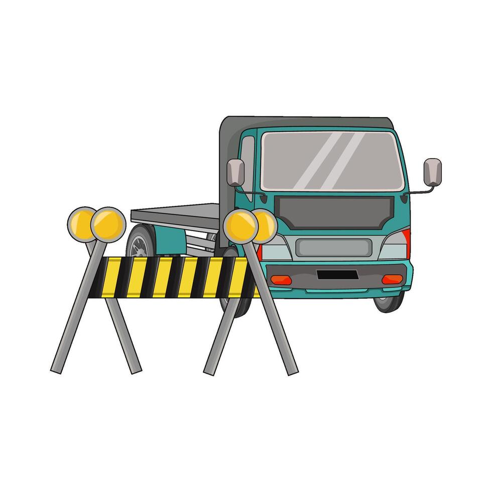 illustration of truck with road barrier vector