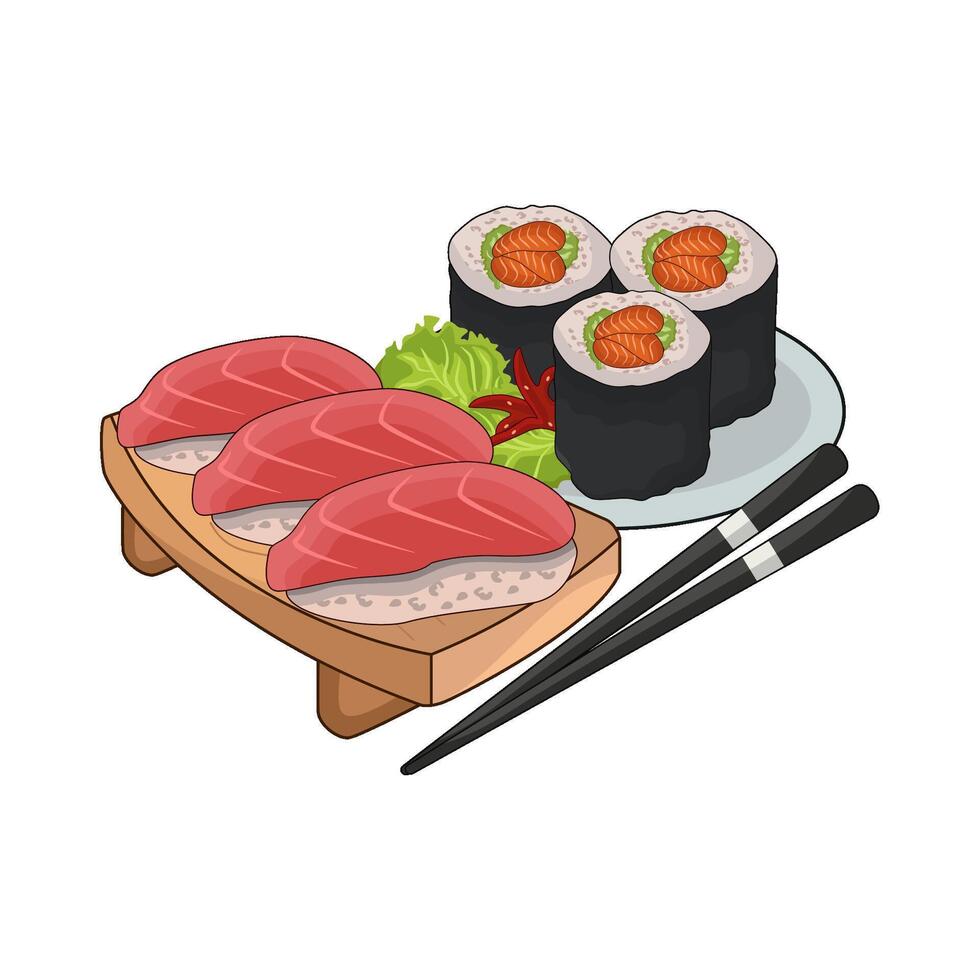 illustration of sushi set vector