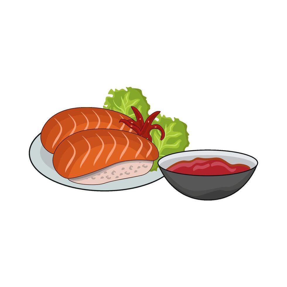 illustration of salmon sushi vector