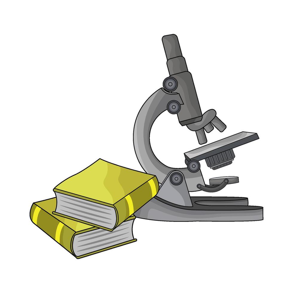 illustration of microscope and book vector