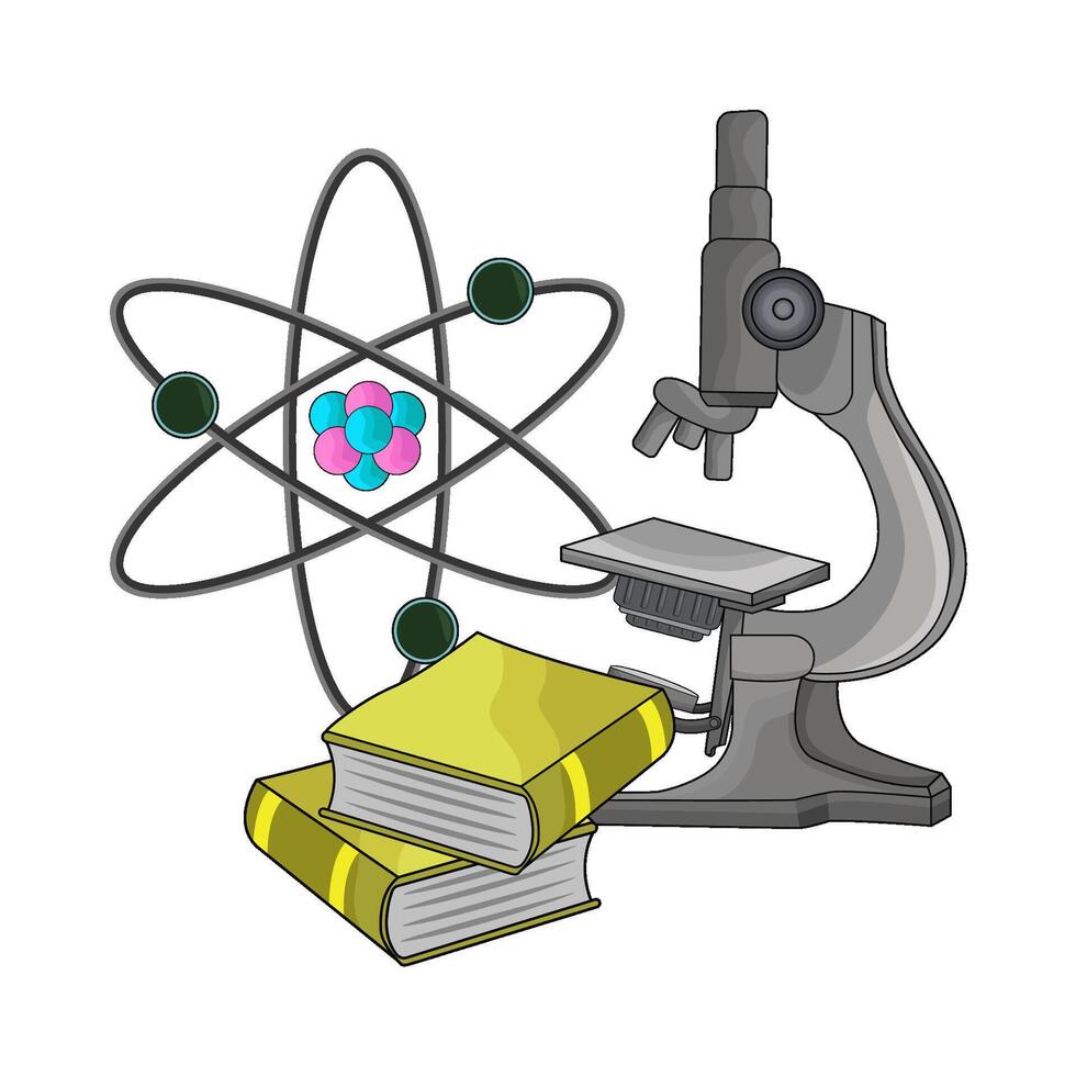 illustration of microscope and book vector