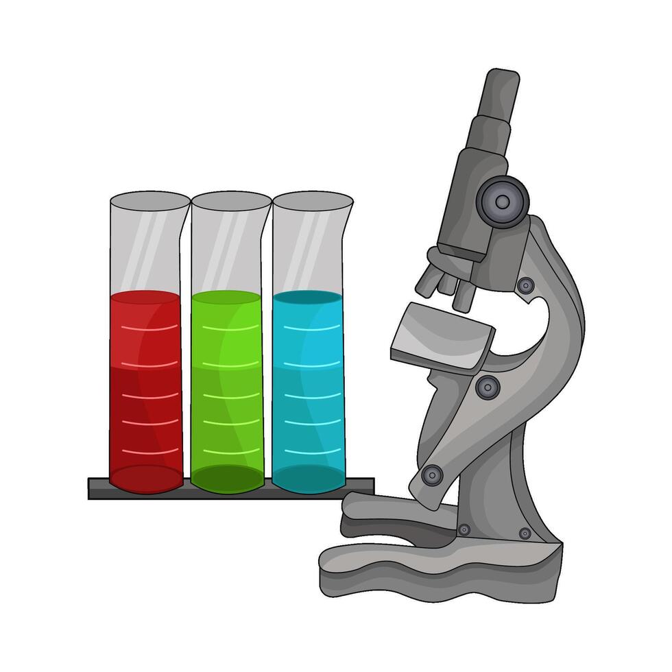 illustration of microscope with test tube vector