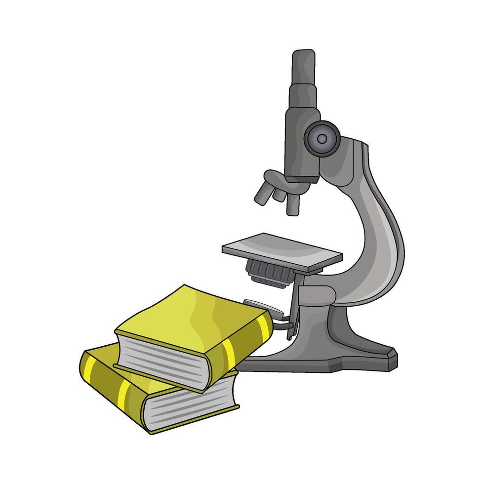 illustration of microscope and book vector