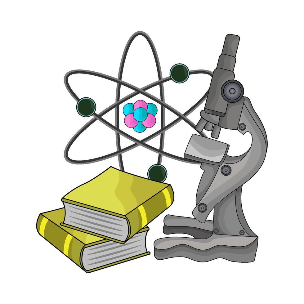 illustration of microscope and book vector