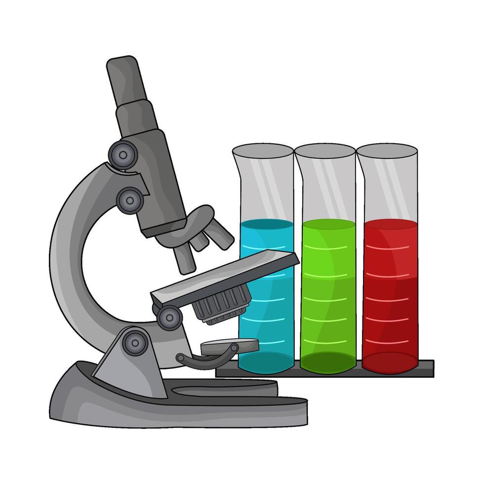 illustration of microscope with test tube vector