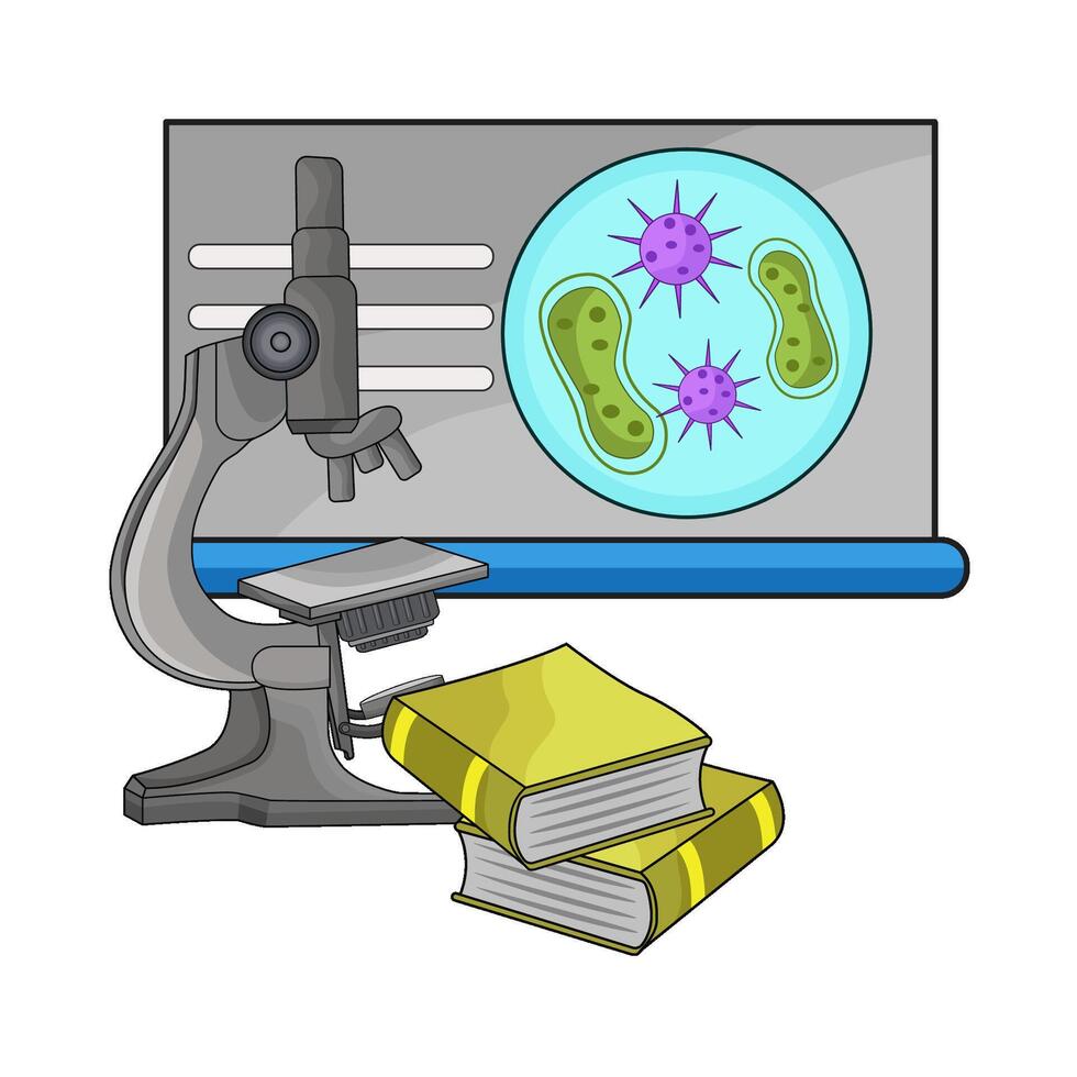 illustration of microscope and book vector