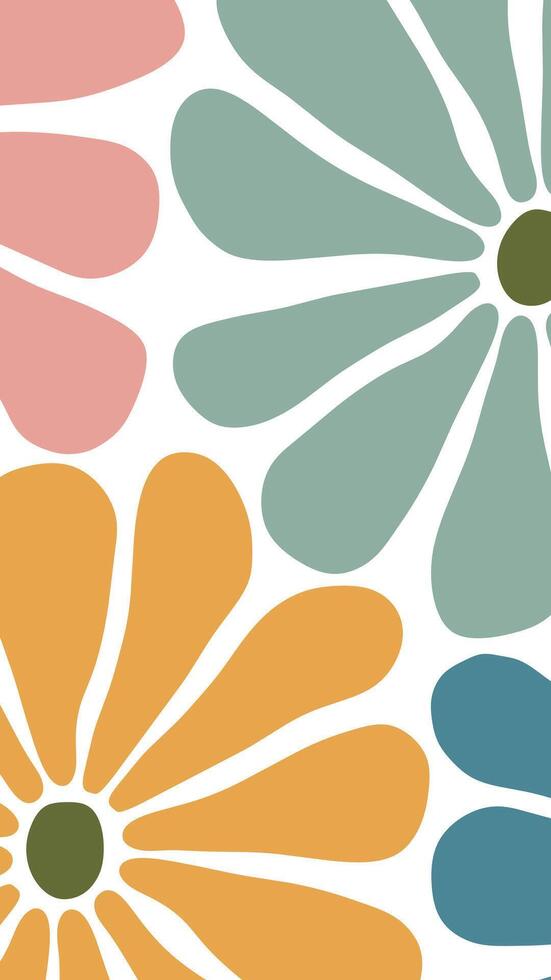 Groovy abstract flower art. Organic doodle shapes in trendy naive retro hippie 60s 70s style vector