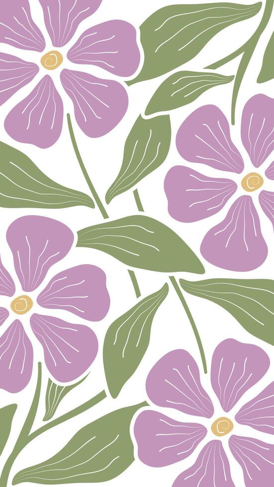 Groovy abstract flower art. Organic doodle shapes in trendy naive retro hippie 60s 70s style vector