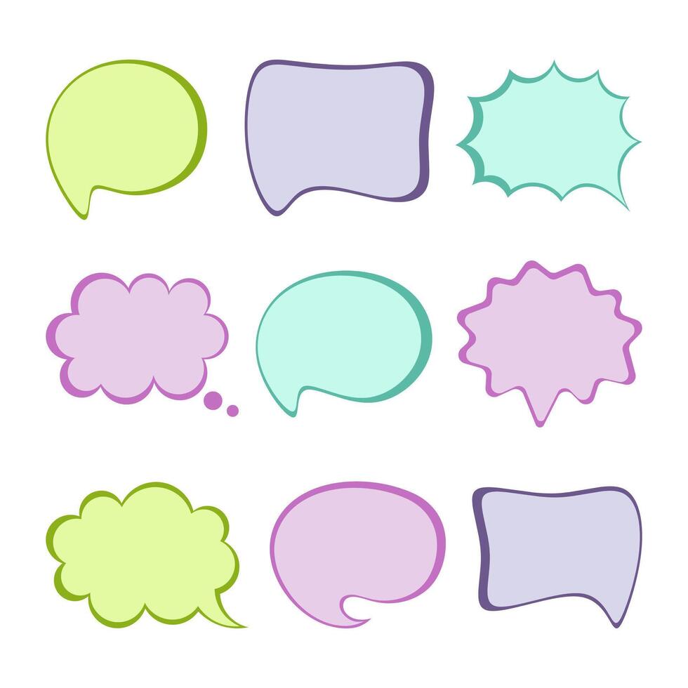 Set of colorful handrawn chat bubble vector