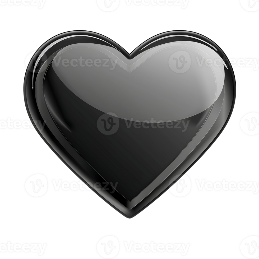 3d of black heart isolated on transparent background png