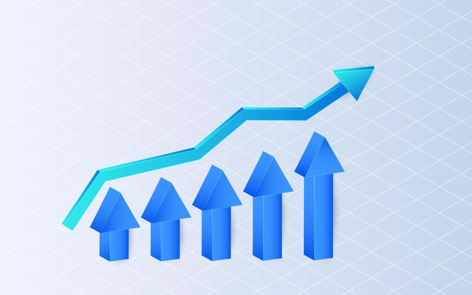 Isometric investment graph growth on white background. Market investment trading vector