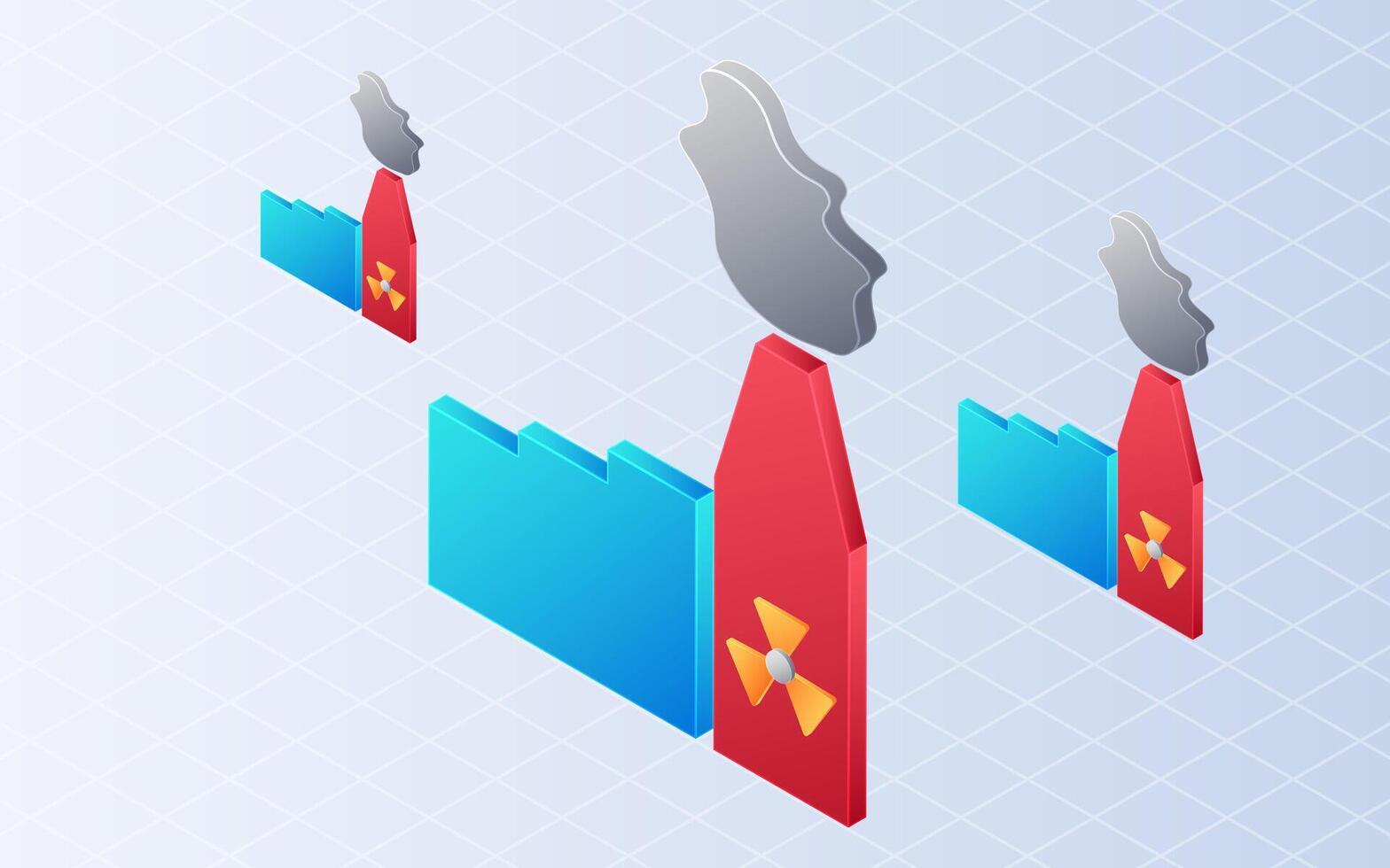 Isometric industrial pollution on white background. vector