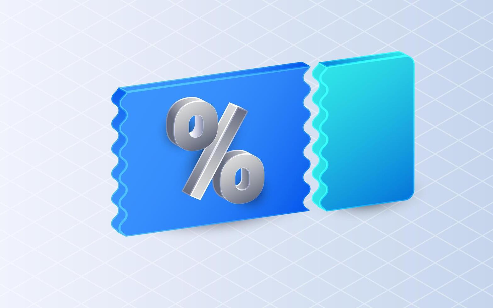 Isometric discount coupon on white background. Shopping coupon symbol vector