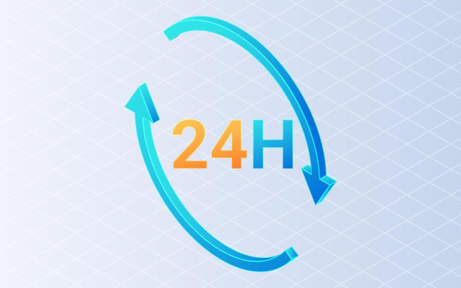 Isometric 24 hour service on white background. vector