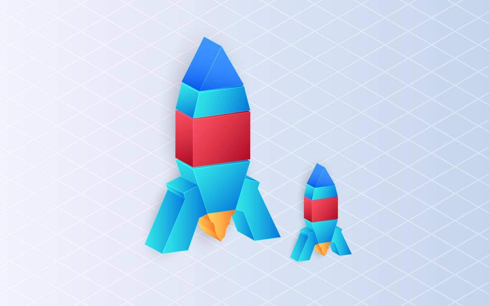Isometric rocket on white background. Spaceship business concept vector