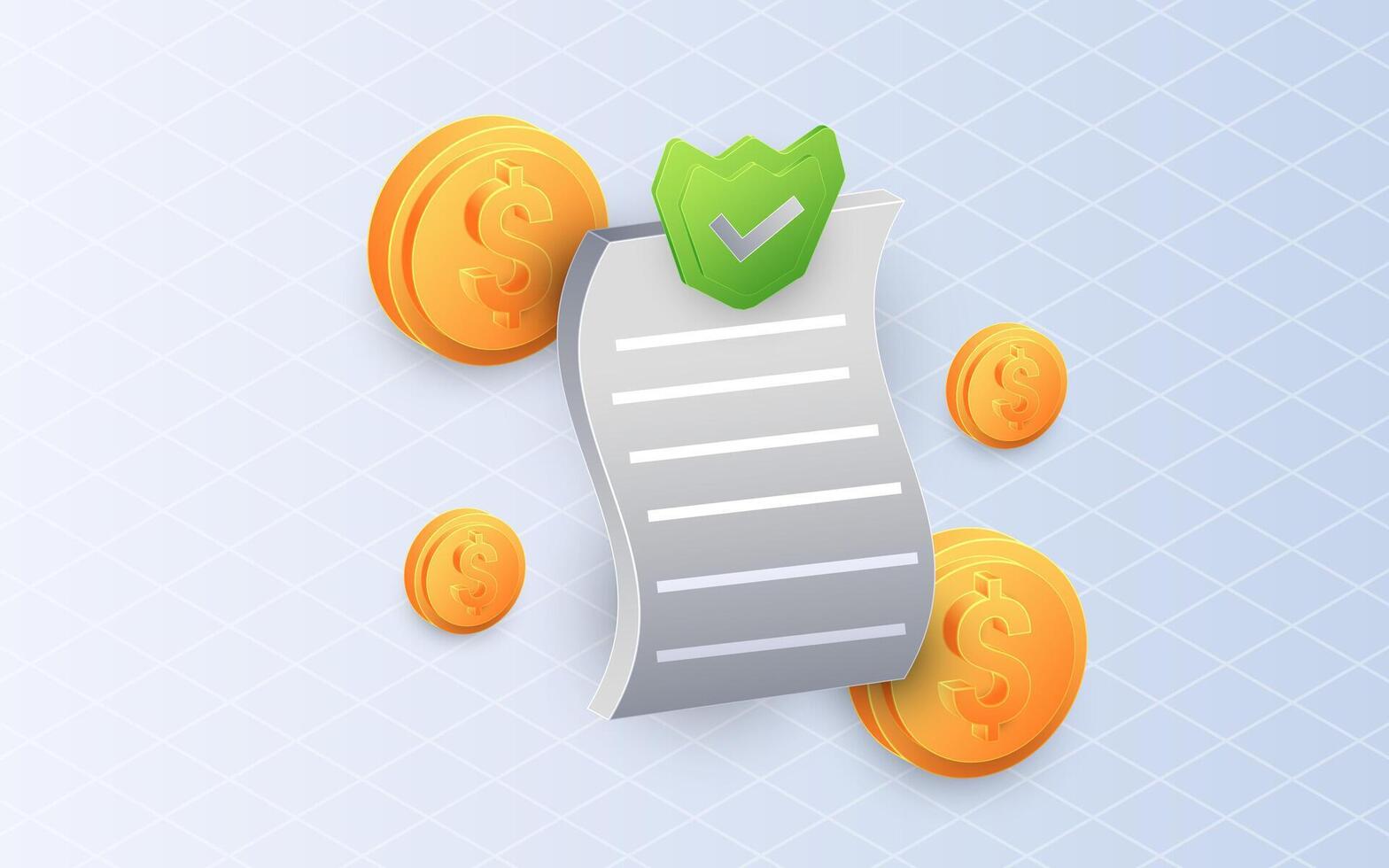 Isometric Bills online payment on white background. Online store mobile payment vector