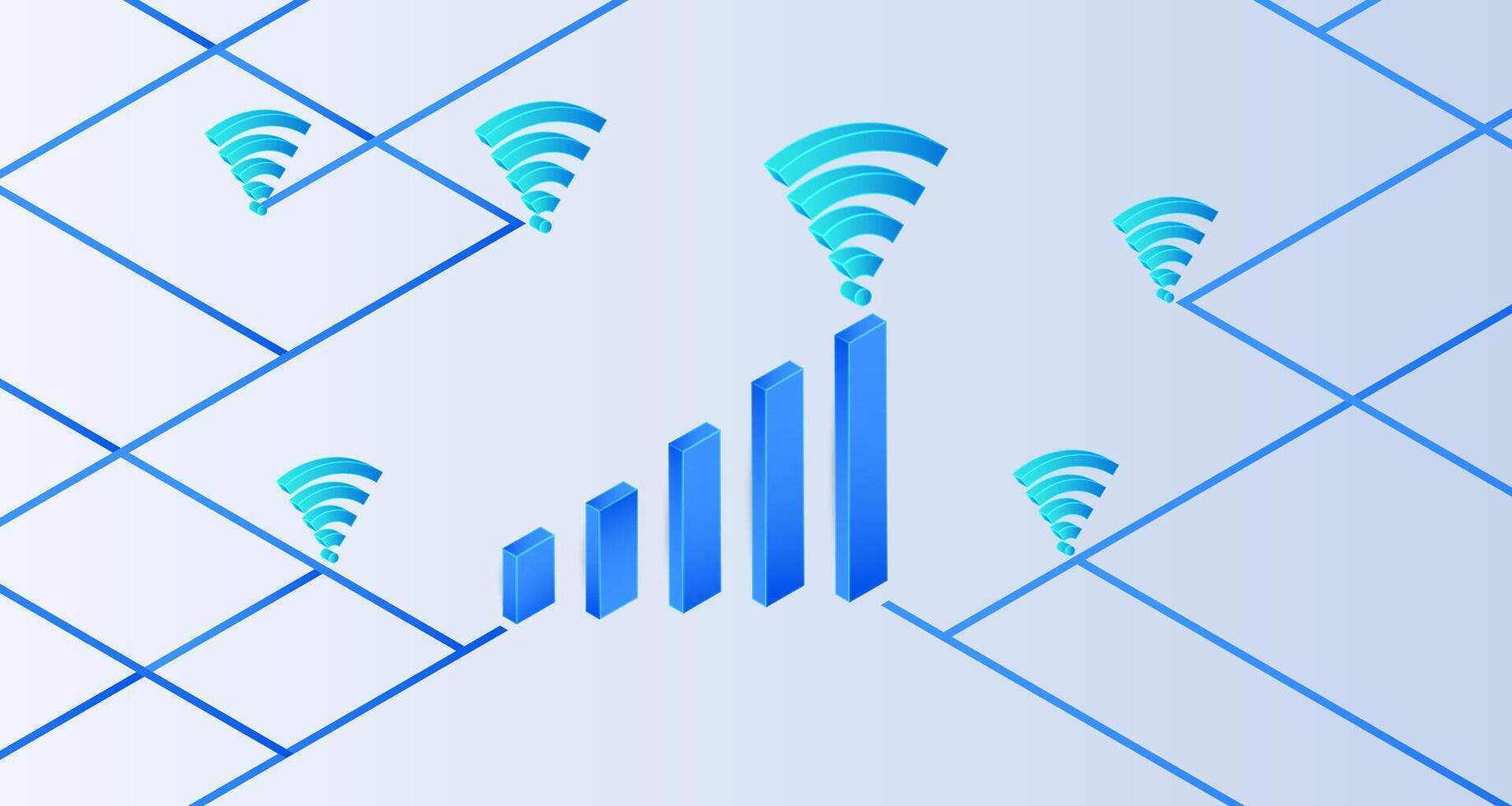 Isometric wireless internet symbol on white background. Wireless internet connection vector