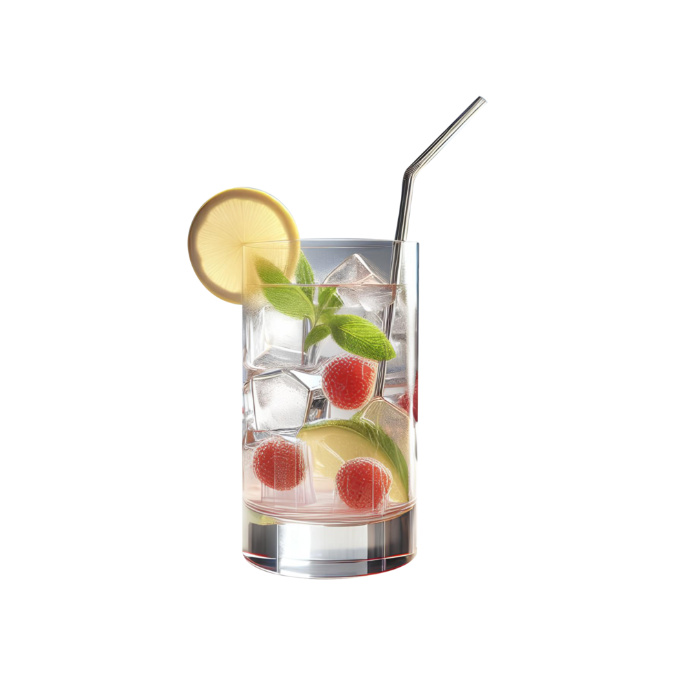Refreshing Drink Orange Iced Tea with Mint Garnish png