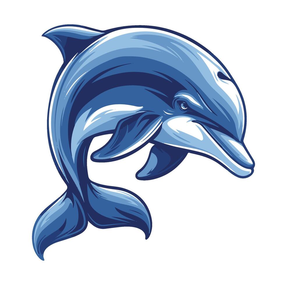 Cartoon illustration image of dolphin mascot isolated on white , vector