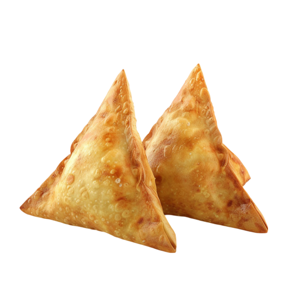 Two Triangular Samosas on Transparent Background Genereted AI png