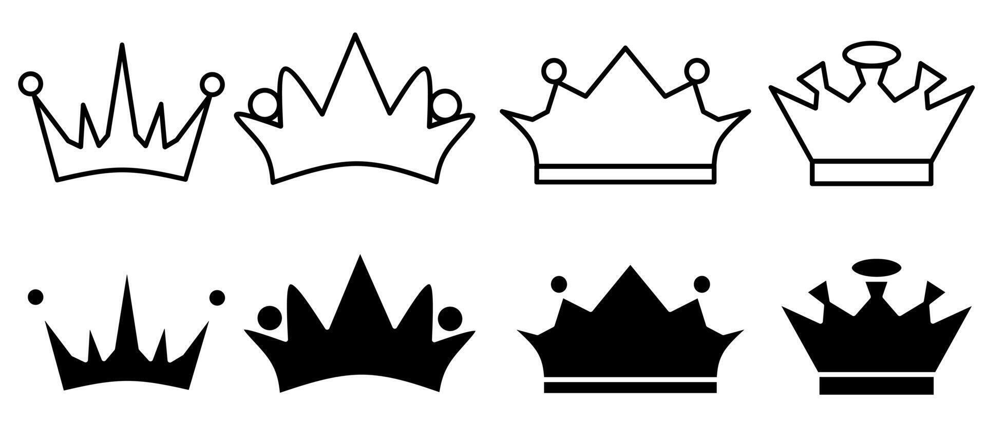 Crown. collection of crown icon illustrations. Black icon design. vector