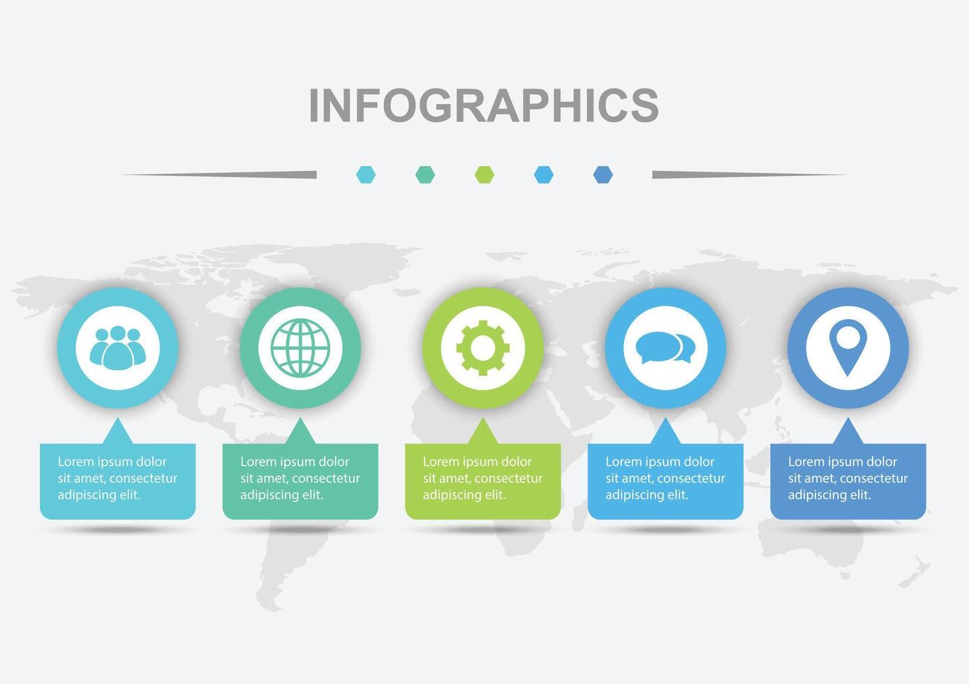 Infographic 5 elements design with colorful badge template vector