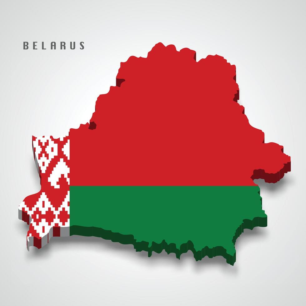 Belarus 3d map with national flag on grey background vector