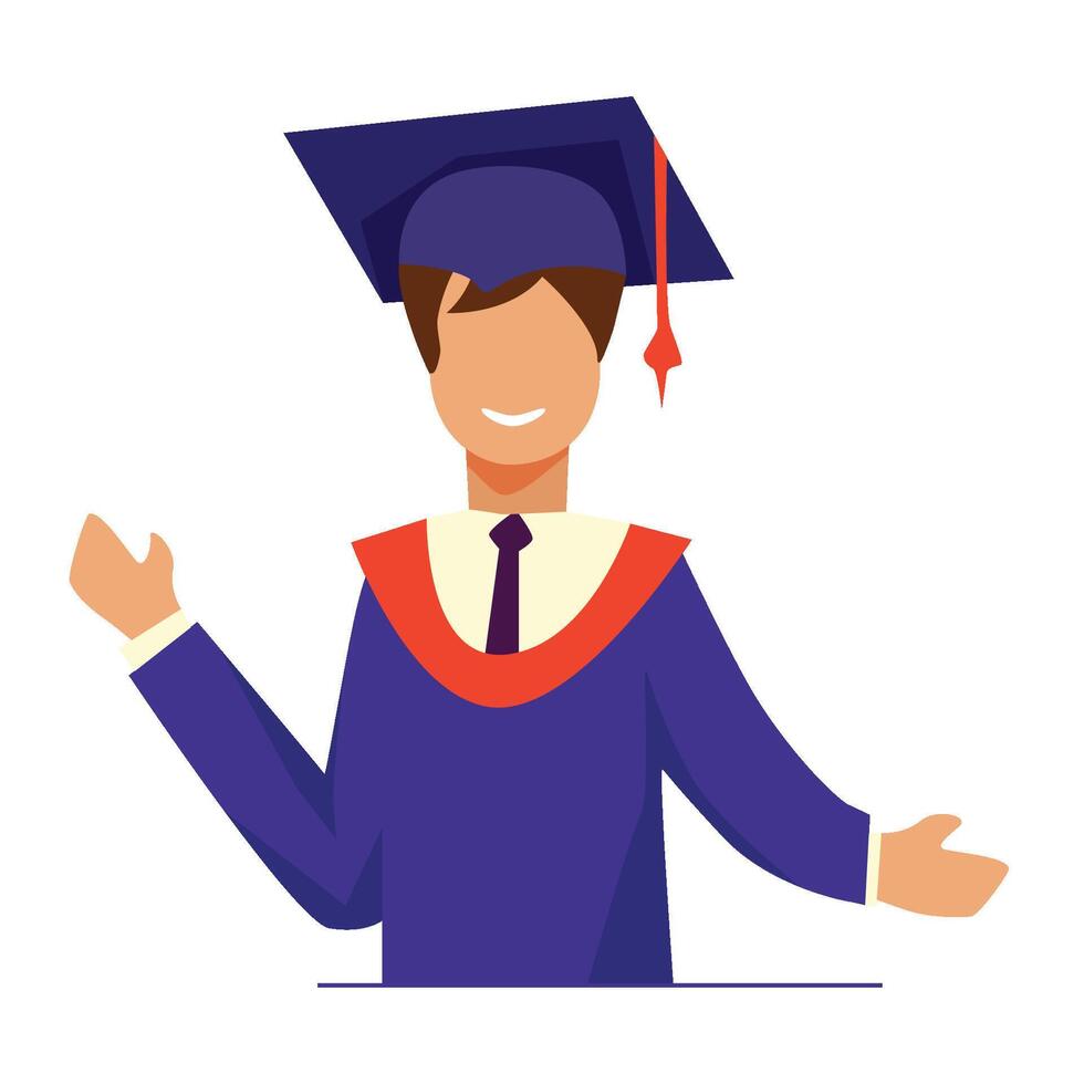 Student with graduation gown and hat vector